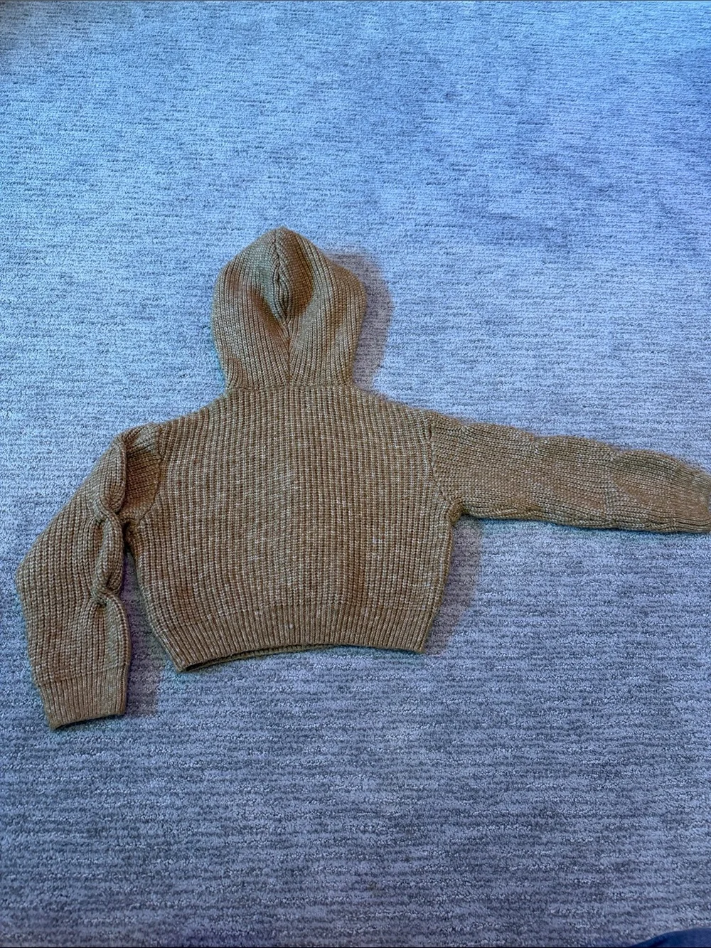 Zara Chunky Cable-Knit Hooded Sweater in tan